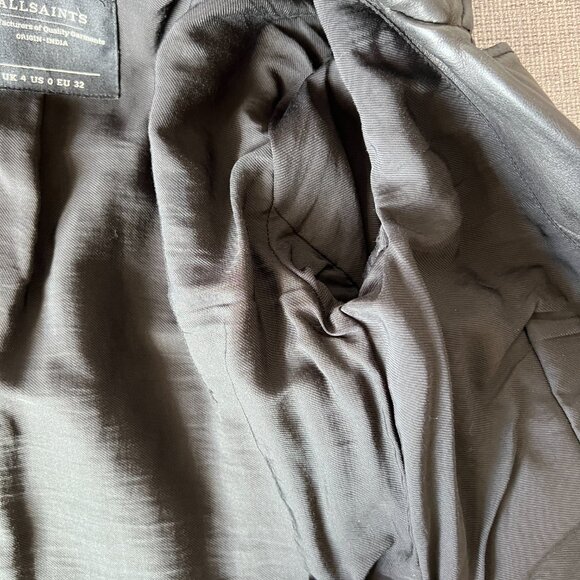 AllSaints Slim Fit Leather Biker Jacket US Size 0 - Picture 16 of 16